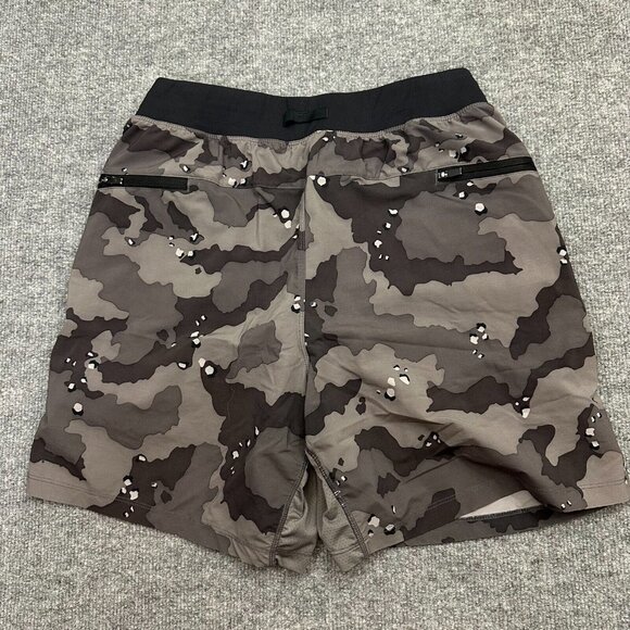 Fabletics Athletic Lined Shorts Men Medium Gray Camo Lightweight Stretch Running - Picture 2 of 7